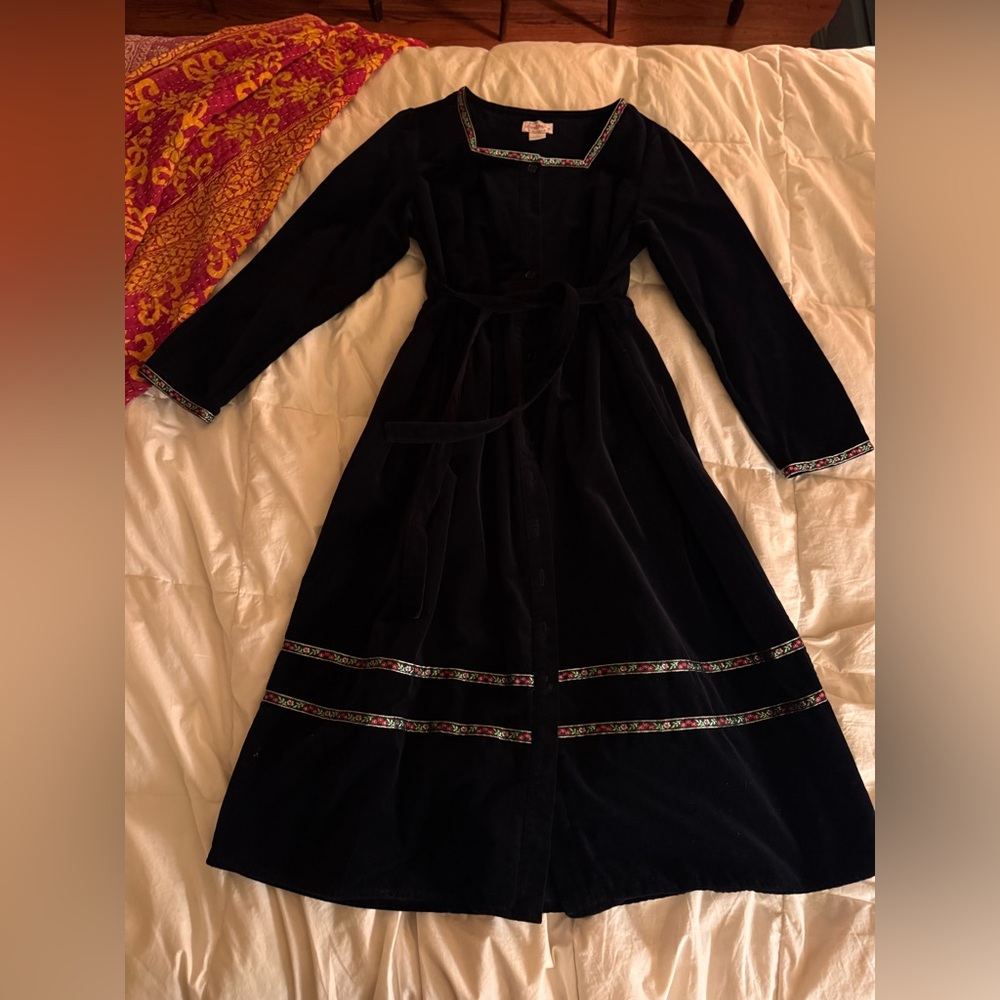 Lanz of Salzburg Velvet Dress with Floral Trim
